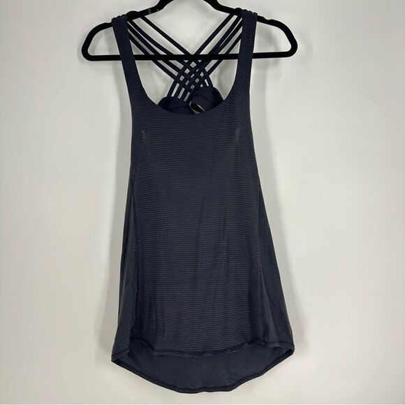 LULULEMON Black Strappy Criss Cross Bra and Tank Combo Sz 6 - Picture 1 of 4